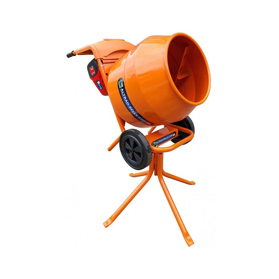 Altrad Belle Minimix 150 orange cement mixer on tripod stand